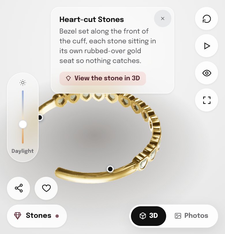Hotspot open on the heart-cut stones