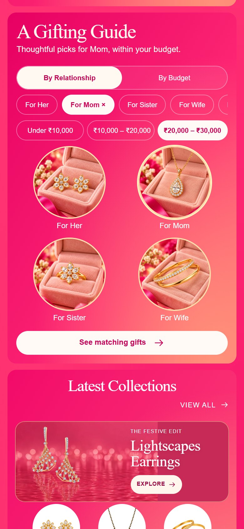 Gifting guide on mobile